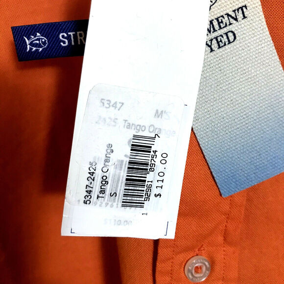SOUTHERN TIDE Tango Orange Garment Dyed Button-Up Shirt Mens Size Small NEW - Picture 6 of 6